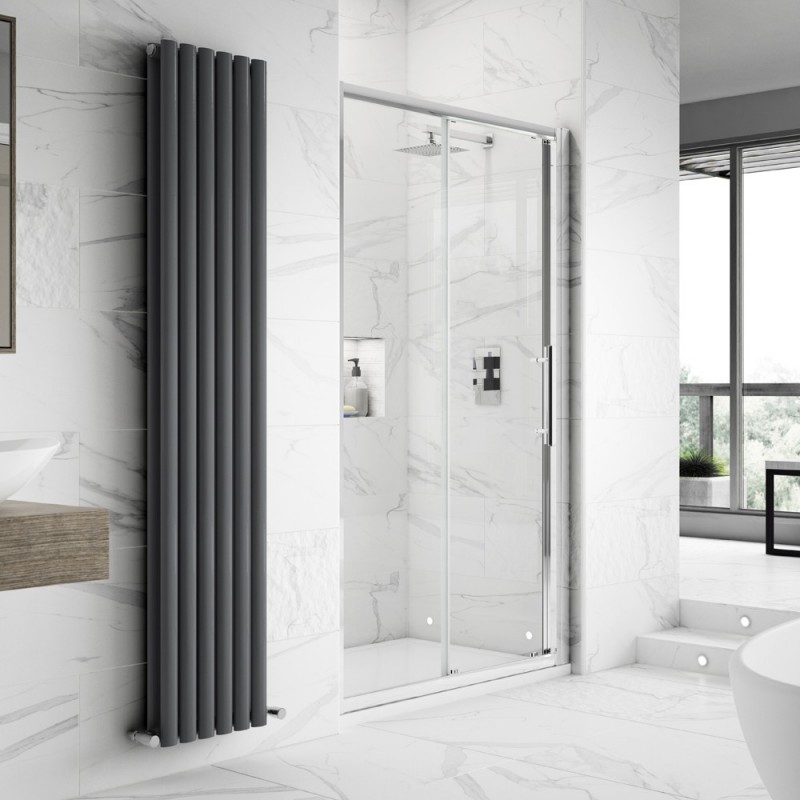 Apex Chrome 1000mm Sliding Shower Door - Insitu