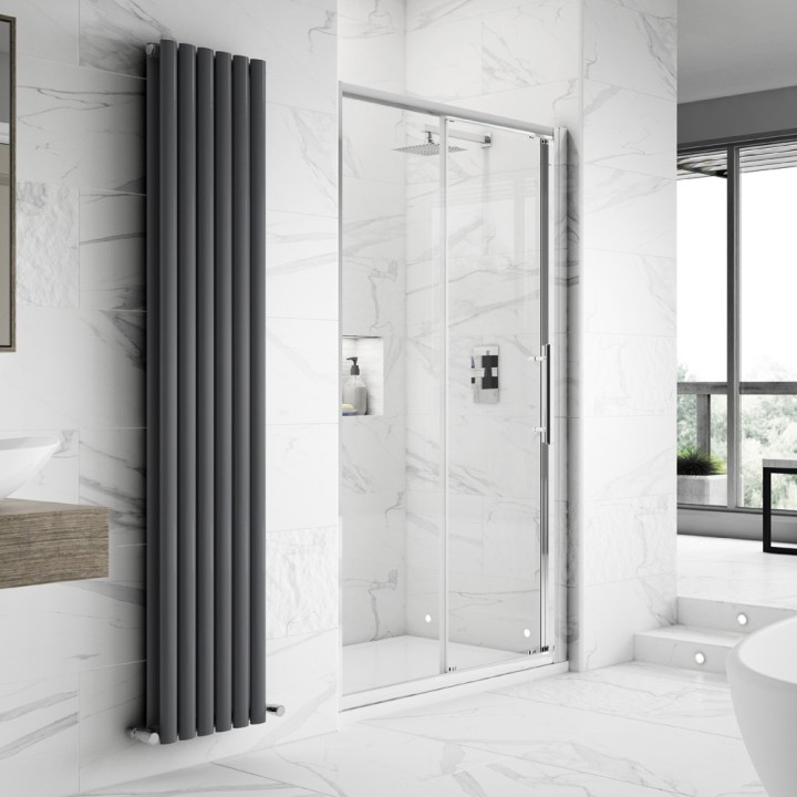 Apex Chrome 1000mm Sliding Shower Door - Insitu