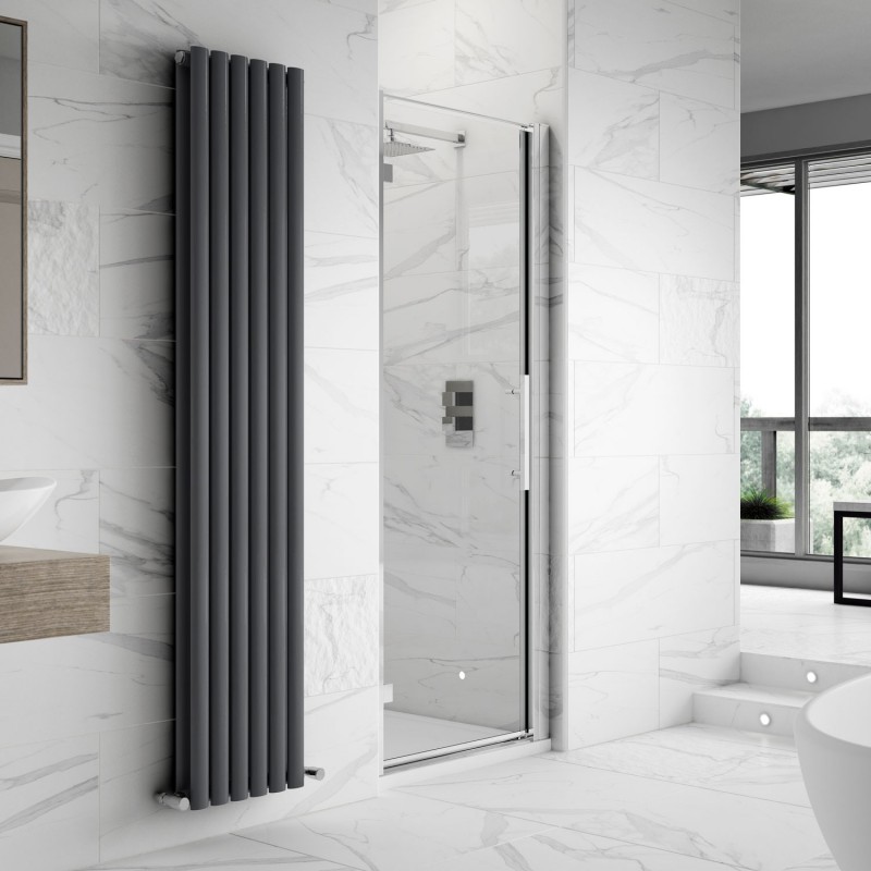 Apex Chrome 700mm Hinged Shower Door - Insitu