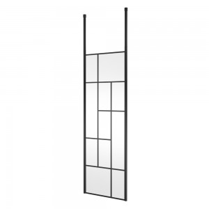 Matt Black 700mm Abstract Frame Wetroom Screen with Ceiling Posts - Main