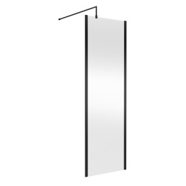 Outer Framed Matt Black 700mm Outer Framed Wetroom Screen with Support Bar - Main