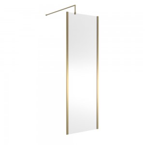 Outer Framed Brushed Brass 700mm Outer Framed Wetroom Screen with Support Bar - Main