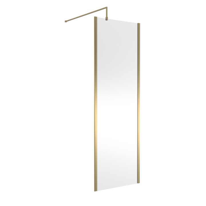 Outer Framed Brushed Brass 700mm Outer Framed Wetroom Screen with Support Bar - Main