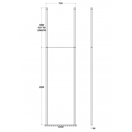 Wetroom Screen with Double Chrome Ceiling to Floor Poles