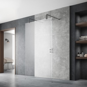 Freestanding 8mm Wetroom Shower Screens with Feet 1950mm(H) - Matt Black