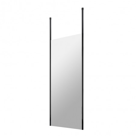 700mm x 1950mm Wetroom Screen with Black Ceiling Posts - Main