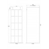 700mm x 1950mm Black Framed Wetroom Screen with Support Bars and Feet - Technical Drawing