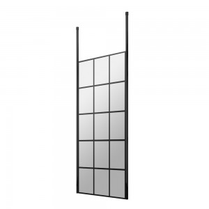 700mm x 1950mm Black Framed Wetroom Screen with Ceiling Posts - Main