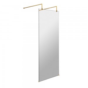 Brushed Brass 700mm Wetroom Screen With Arms and Feet - Main