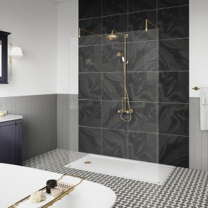 Brushed Brass Wetroom Screens With Arms and Feet