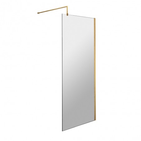 Brushed Brass 700mm Wetroom Screen With Brass Support Bar - Main