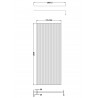 Matt Black 800mm Fluted Wetroom Screen with Support Bar - Technical Drawing