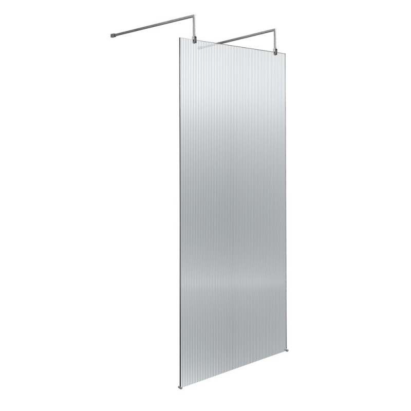Polished Chrome 800 Fluted Wetroom Scren with Arms & Feet - Main