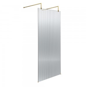 Brushed Brass 800 Fluted Wetroom Scren with Arms & Feet - Main