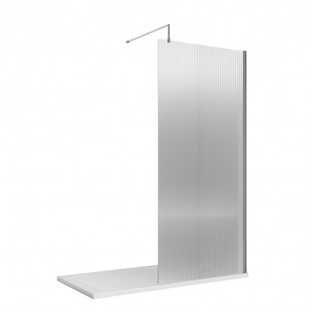 Polished Chrome 800x1950 Fluted Wetroom Screen Inc' BAR - Main