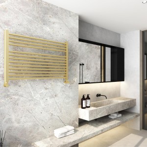 900mm (w)  x 600mm (h) "Straight Brushed Brass" Towel Rail