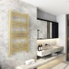 600mm (w)  x 1200mm (h) Electric "Straight Brushed Brass" Towel Rail (Single Heat Or Thermostatic Option)