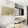 900mm (w)  x 600mm (h) Electric "Straight Brushed Brass" Towel Rail (Single Heat Or Thermostatic Option)