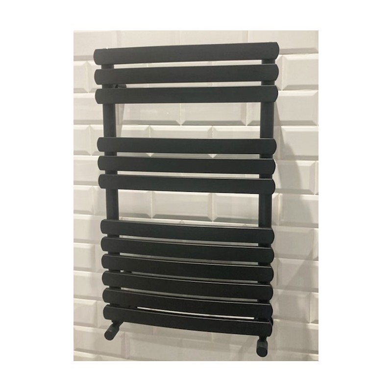 500mm (w) x 800mm (h) "Castell" Black Heated Towel Rail