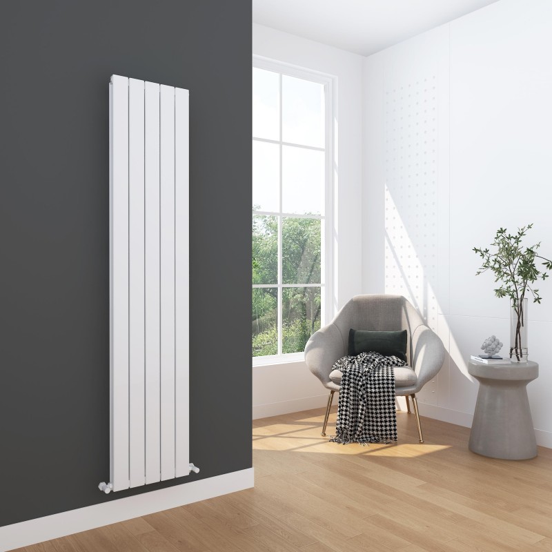 366mm (w) x 1800mm (h) "Corwen" Double Panel White Vertical Aluminium Radiator