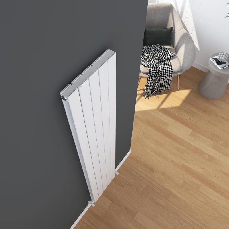 366mm (w) x 1800mm (h) "Corwen" Double Panel White Vertical Aluminium Radiator