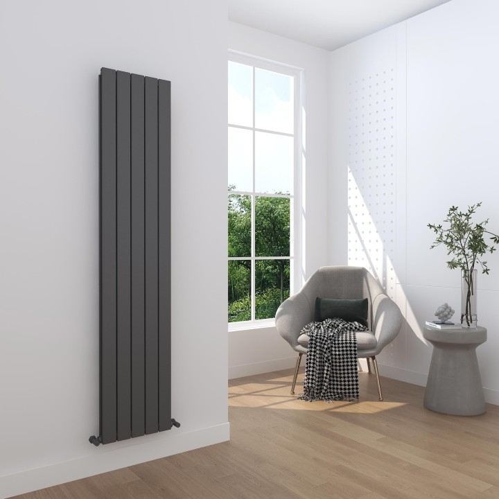 366mm (w) x 1800mm (h) "Corwen" Double Panel Anthracite Vertical Aluminium Radiator