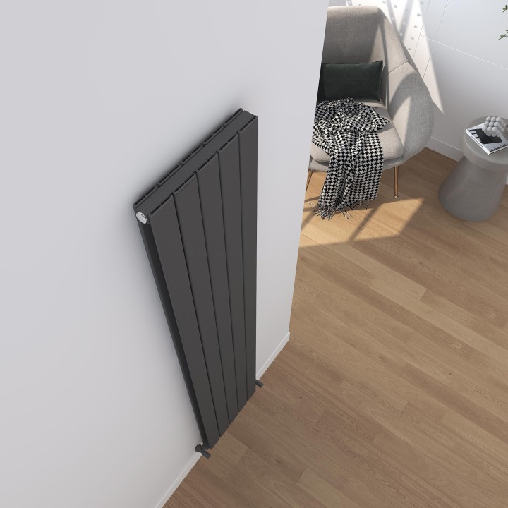 366mm (w) x 1800mm (h) "Corwen" Double Panel Anthracite Vertical Aluminium Radiator