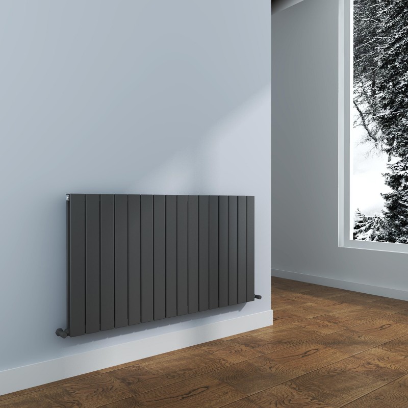 1180mm (w) x 600mm (h) "Corwen" Double Panel Anthracite Horizontal Aluminium Radiator