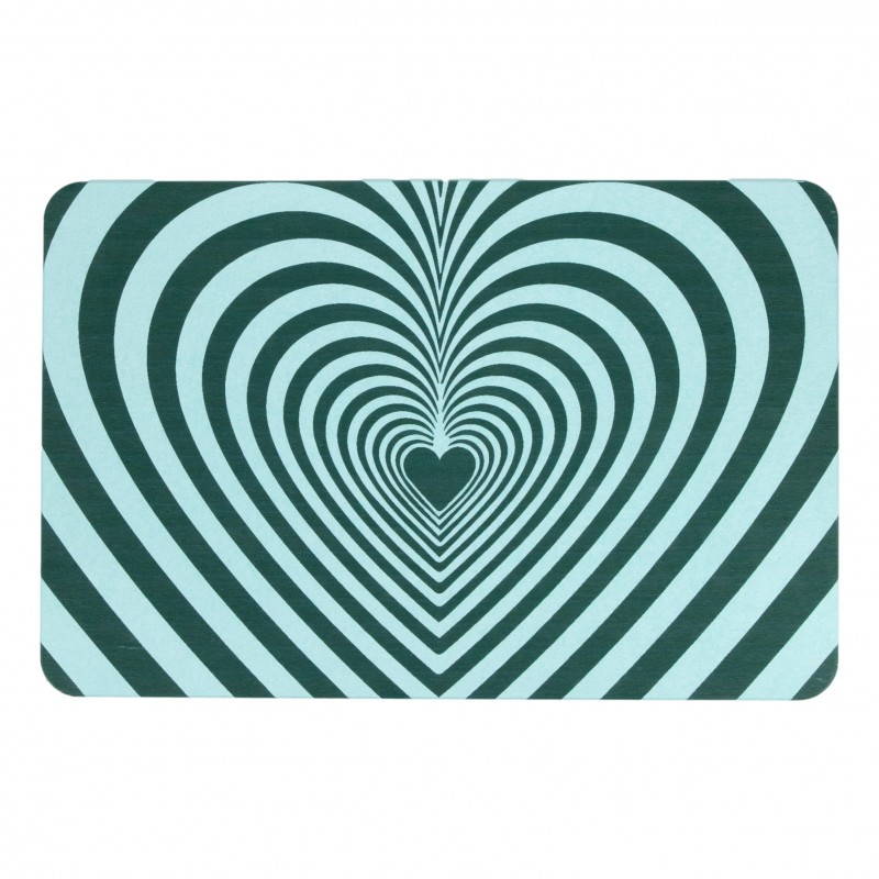 Heart Illusion Aqua Blue Stone Non Slip Bath Mat