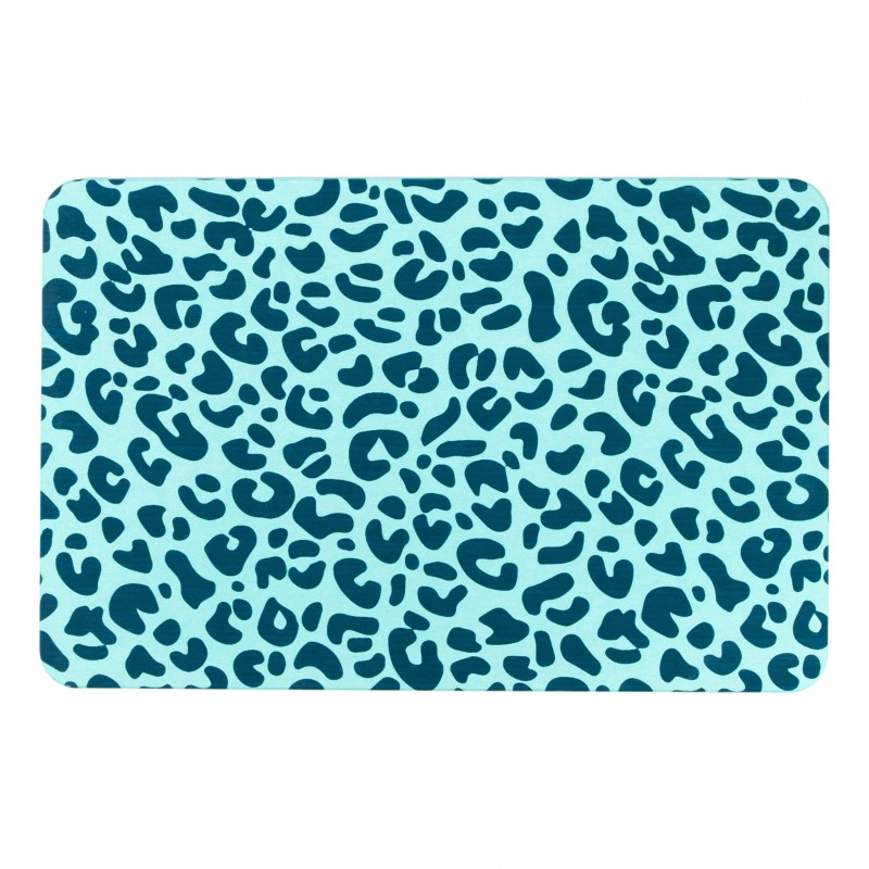 Blue Leopard Print Aqua Blue Stone Non Slip Bath Mat