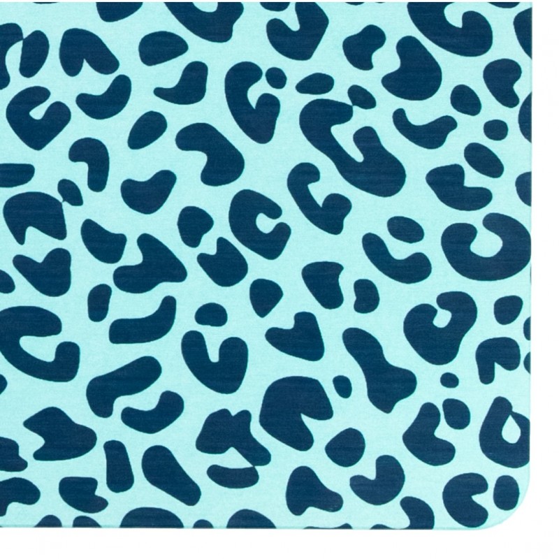 Blue Leopard Print Aqua Blue Stone Non Slip Bath Mat