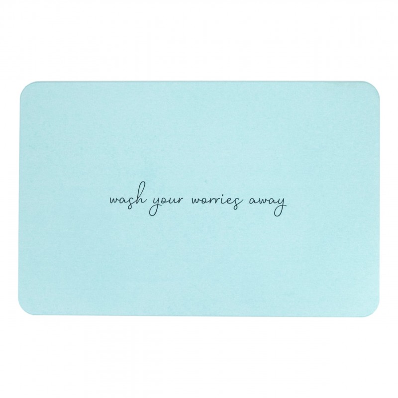 Wash Your Worries Away Aqua Blue Stone Non Slip Bath Mat