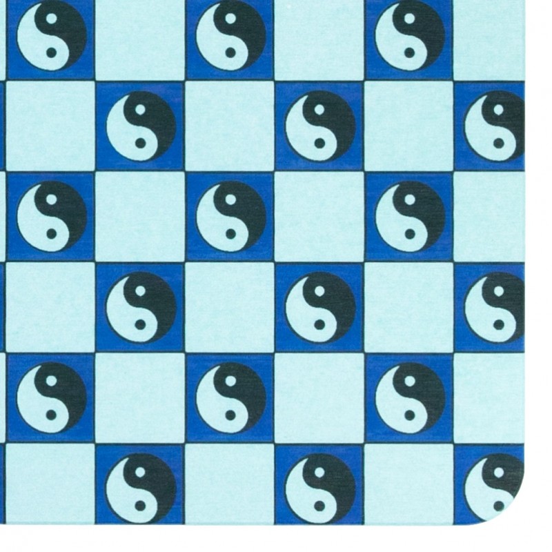 Ying Yang Check Aqua Blue Stone Non Slip Bath Mat