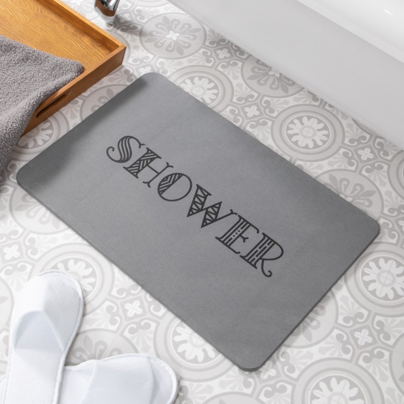 Shower Grey Stone Non Slip Bath Mat