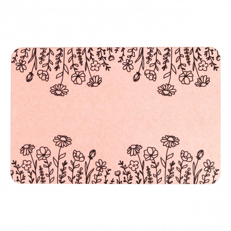 Flower Border Pink Stone Non Slip Bath Mat