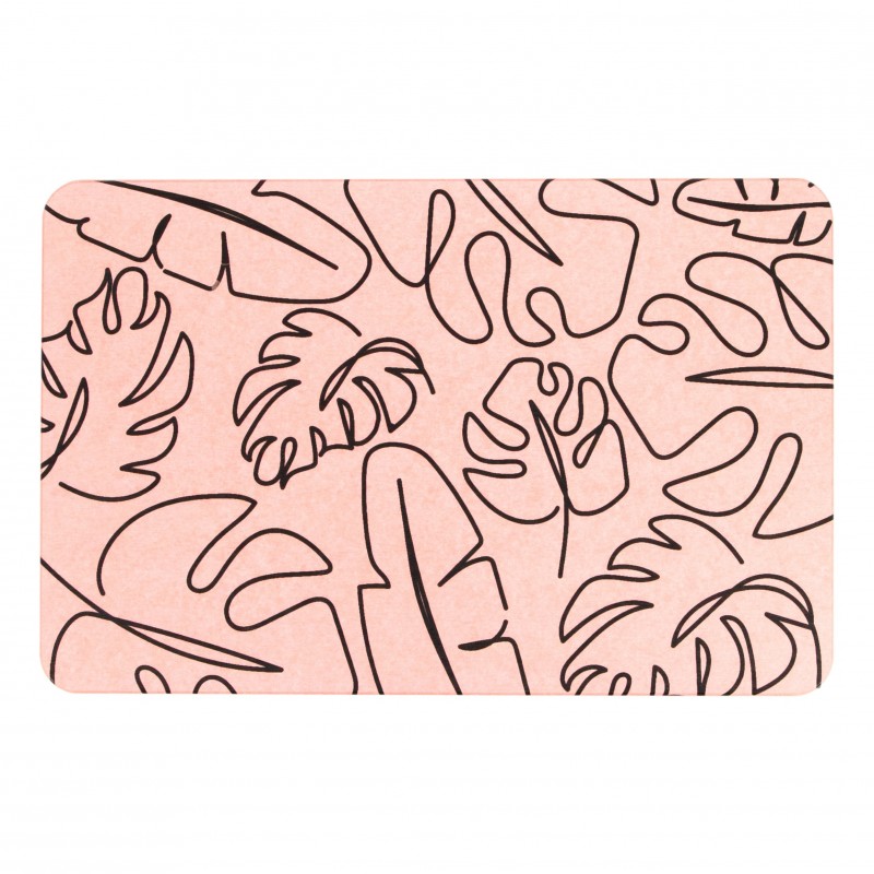 Monstera Pink Stone Non Slip Bath Mat