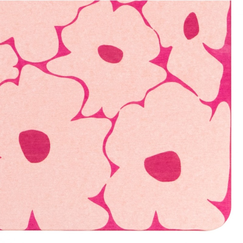 Pink Flowers Pink Stone Non Slip Bath Mat