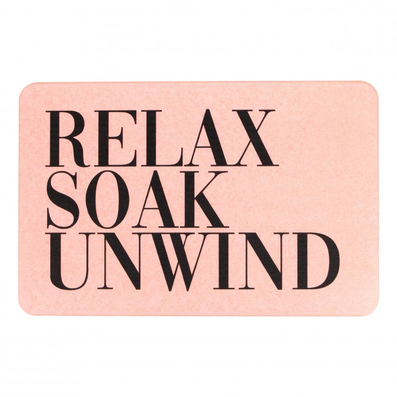 Relax Soak Unwind Pink Stone Non Slip Bath Mat