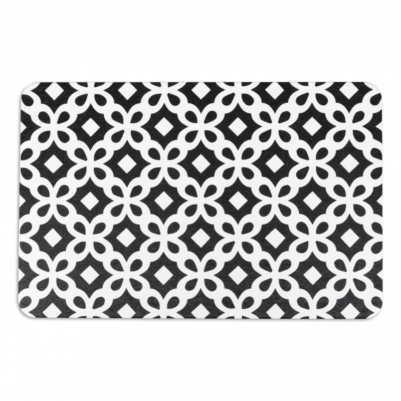 Black Pattern White Stone Non Slip Bath Mat