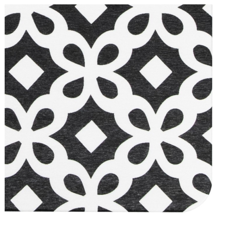 Black Pattern White Stone Non Slip Bath Mat