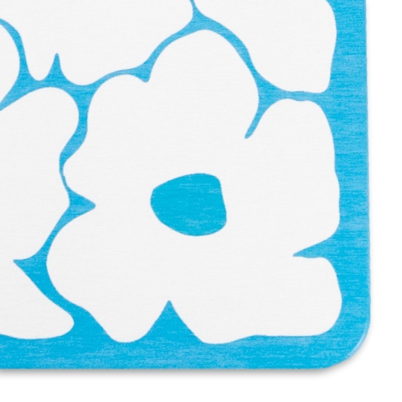 Blue Flower White Stone Non Slip Bath Mat