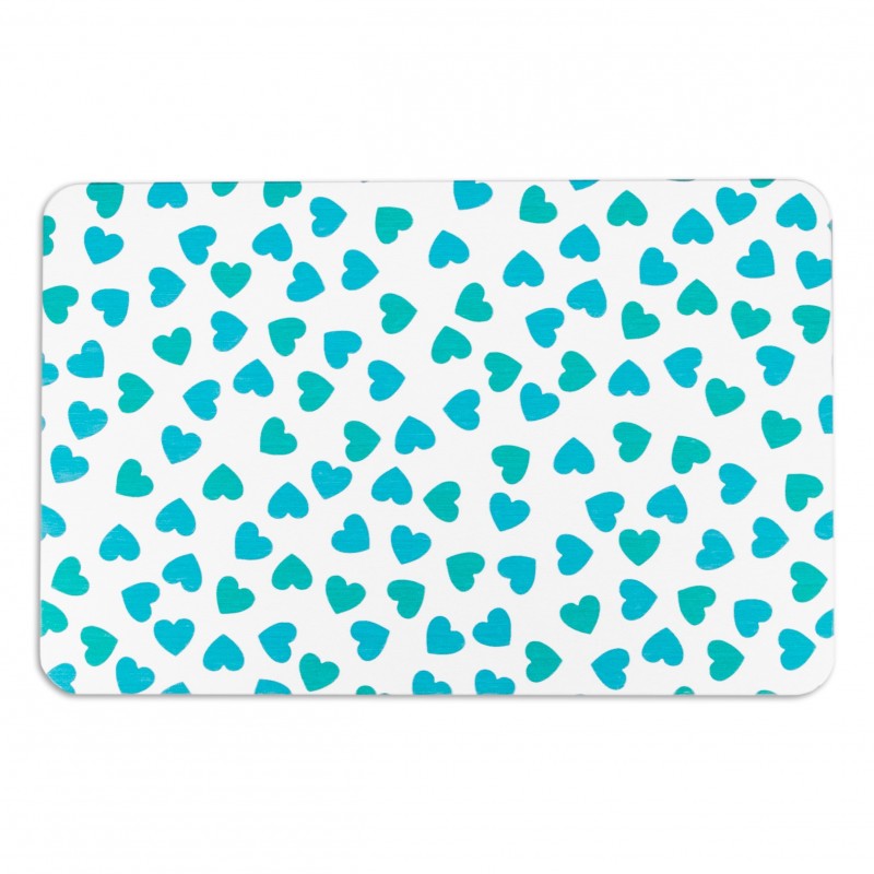 Blue Hearts White Stone Non Slip Bath Mat