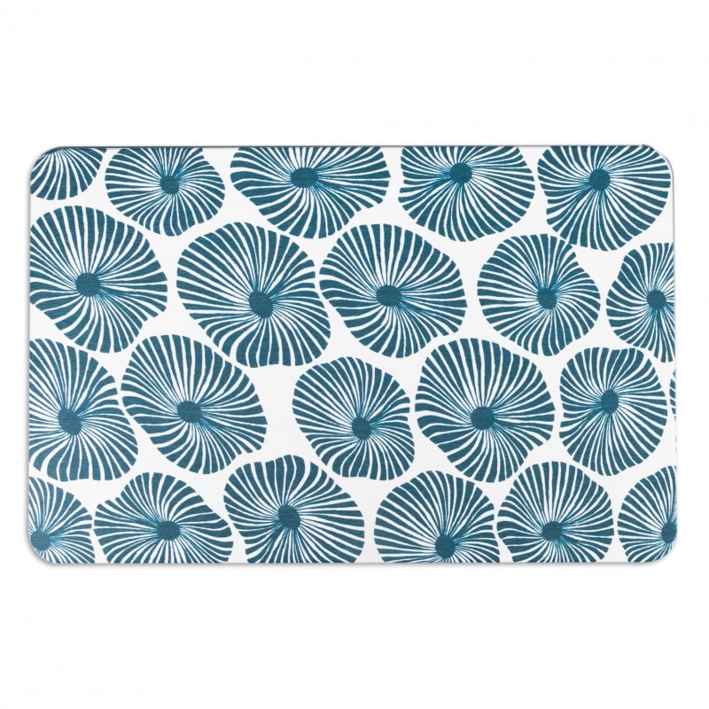 Blue Swirl White Stone Non Slip Bath Mat