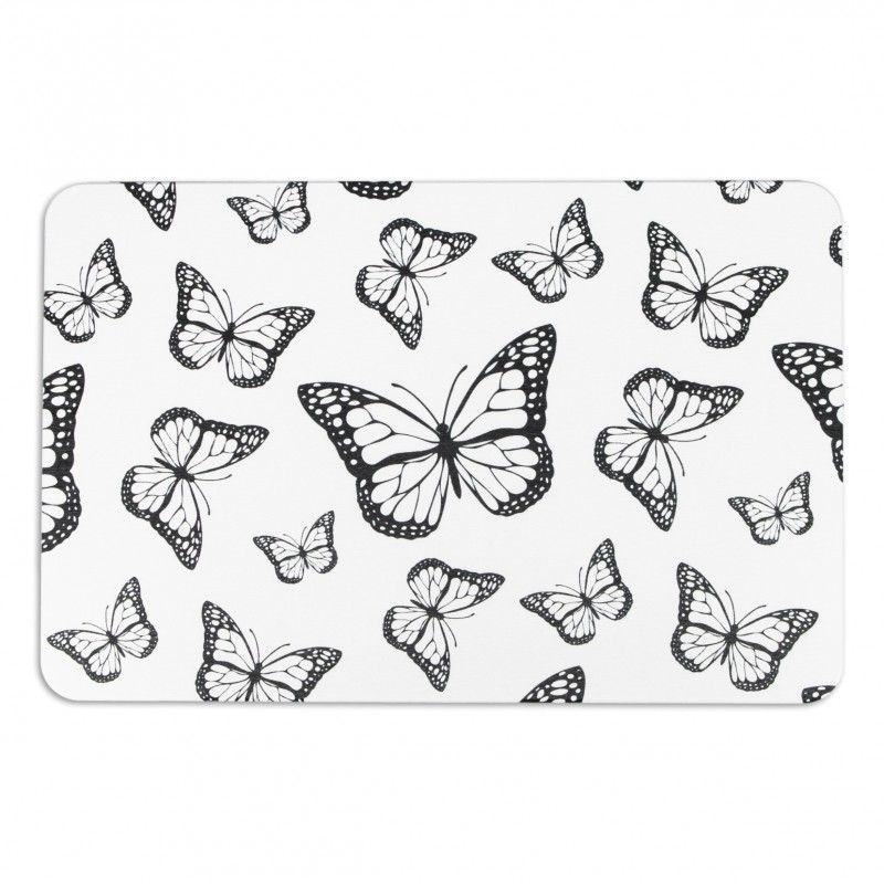 Butterfly White Stone Non Slip Bath Mat