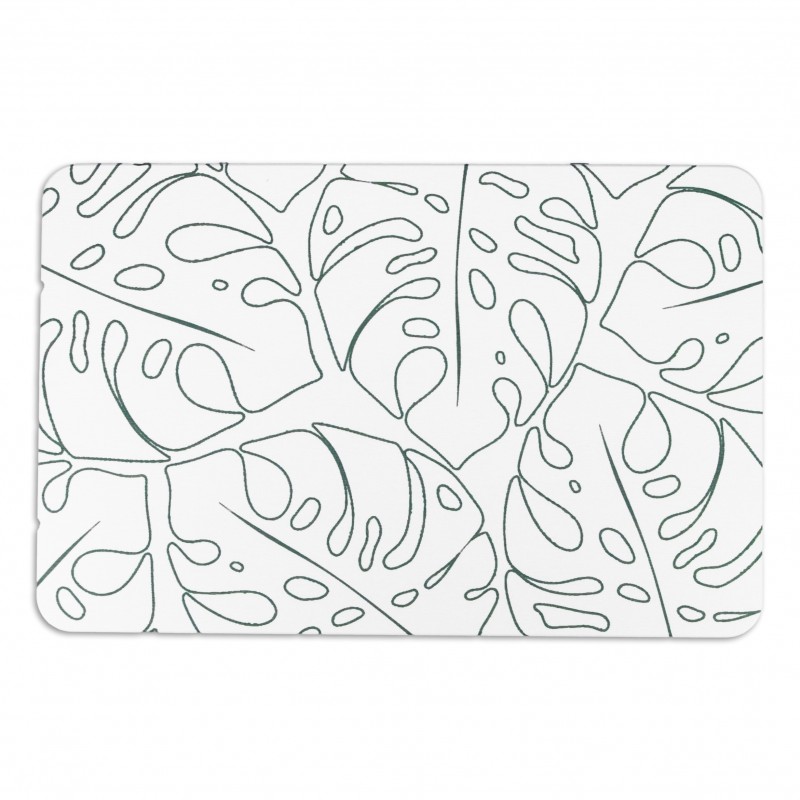 Monstera White Stone Non Slip Bath Mat