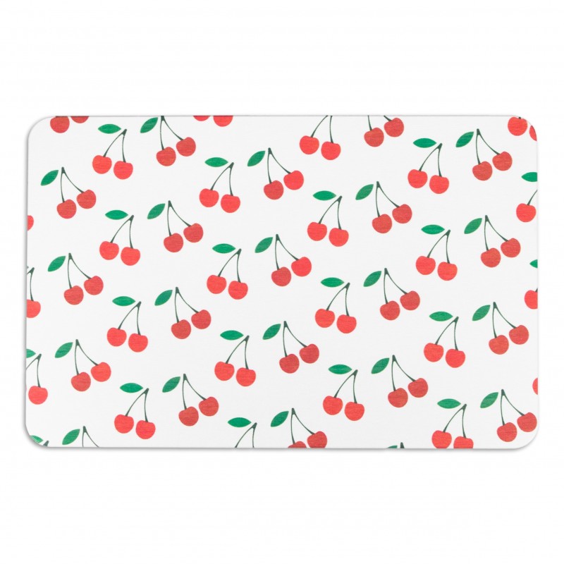 Cherries White Stone Non Slip Bath Mat