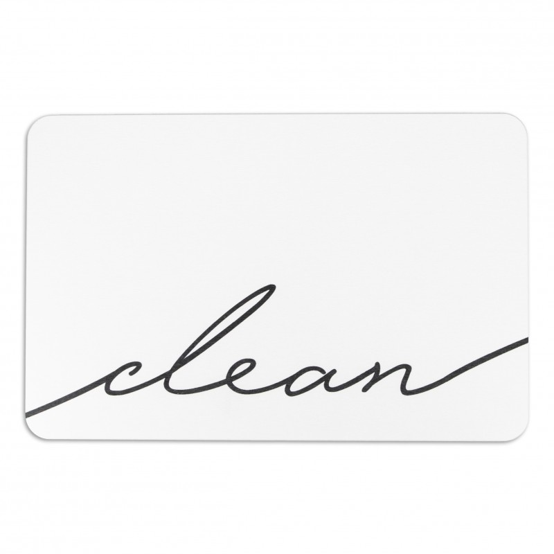 Clean Scribble White Stone Non Slip Bath Mat