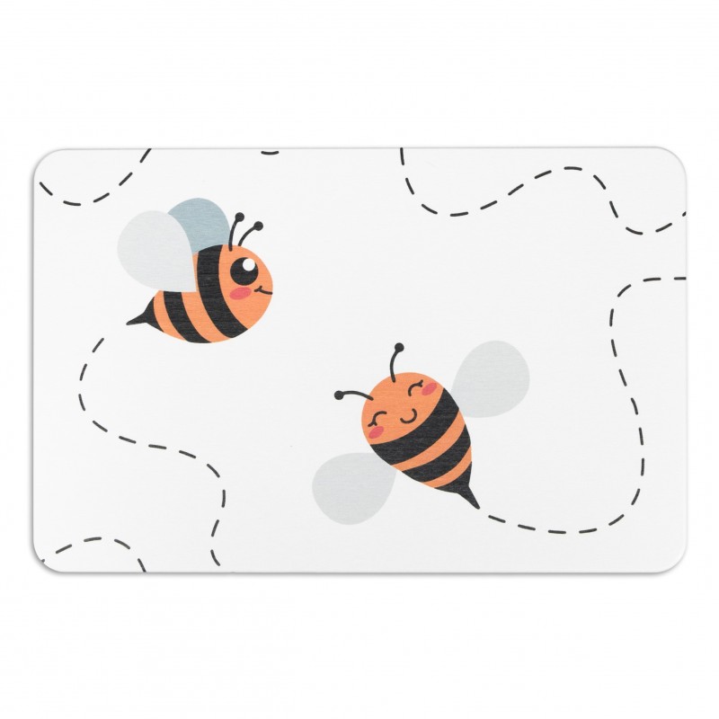 Cute Bee White Stone Non Slip Bath Mat