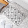 Flower Pattern White Stone Non Slip Bath Mat