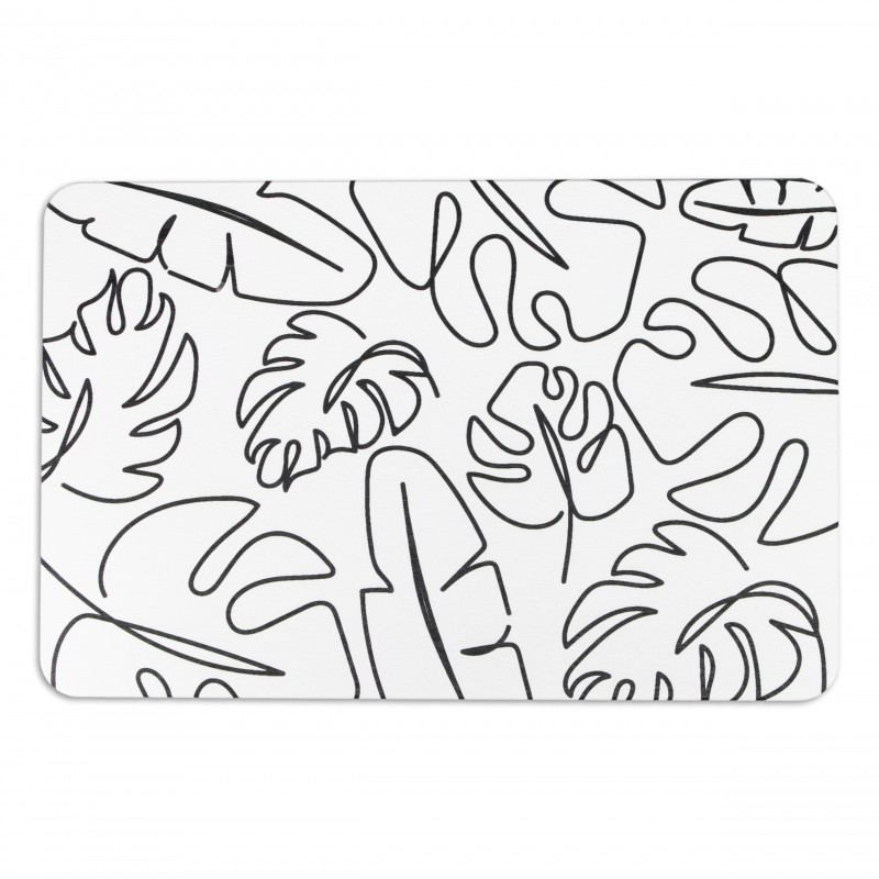 Monstera Lines White Stone Non Slip Bath Mat